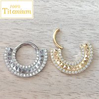 F136 G23 Titanium Ear Helix Cartilage Conch Tragus Piercing Earrings Segment Hoop CZ 16G Fan-Haped Septum Nose Ring Body Jewelry