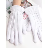 Men White Formal Gloves Guard Santa Man's Butler Inspection Non-Slip Short Full Finger Winter Warm Driving Gloves