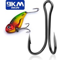 Fishing Double Hooks 50~200Pcs Black Classic Frog Hooks High Carbon Steel Brabed Sharp Worm Hook Replacement Fishing Hooks Lures