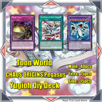 70PCS Toon World FTK CHAOS ORIGINS Pegasus The Millennium Eye Yugioh Card Game Deck Easy Play Not Original Master Duel DIY Deck