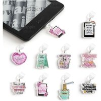 1 Set Acrylic Phone Dust Plug - Kindle Book Lover Gift for iPhone 15 16 17 Type C