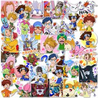 40 Pieces of Digimon Anime Funny Series Stickers – DIY Materials for Kids' Stationery Boxes and Hand Accounts