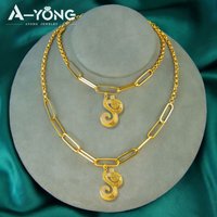 Saudi Arabia Fashion Jewelry Set 21k Gold Plated Dubai Hip Hop Necklace Bracelet Nigeria Women Daily Party Jewelrys