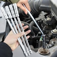 14mm 16mm Magnet Spark Plug Removal Tool Wrench Sleeve 3/8" 12-Point Swivel Candle Key 16mm Long Extension Socket Kit Tools