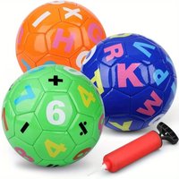 3 pcs Mini Soccer Balls, 6'' Bouncy Soccer Number Learning Footballs Sport Balls for Indoor Outdoor, Educational Letter Ball