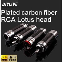 DIYLIVE 4-piece FuruTECH CF-102(R) Carbon fiber rhodium-plated plug RCA Lotus Head solderless self-locking terminal audio cable
