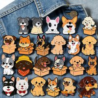 Cute Cartoon Dog Enamel Pins Corgi Bulldog Brooches for Backpacks Cartoon Animal Jewelry Funny Lapel Badges for Pet Lovers Gifts