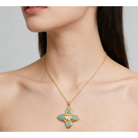 WT-JN314 Popular Retro Turquoise Pearl Necklace With Real Gold Plated For Friends Daily Dressing ACC