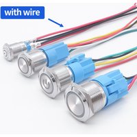 Metal Push Button Switch with Wire On Off PC Power Waterproof 12v for Car Momentary Latching Fixed NO NC 5V 220V 12 16 19 22 mm