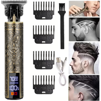 T9 Professional Retro Electric Cordless Hair Clipper Grade Rechargeable Hair Trimmer Kit with Dragon Engraved Retro Design