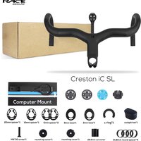 Kierownica RACE Creston IC SL Carbon z wewnętrznym prowadzeniem przewodów, do roweru szosowego, kompatybilna z Di2, matowa czarna, zintegrowany kokpit z mocowaniem, -6 °