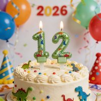 Green Dinosaur-themed BirthdayCandles,Numbers0-9Perfect forParty Decorations&Cake Decorating at Birthdays and ThemedCelebrations