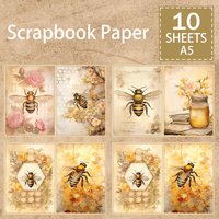 10 Sheets A5 Size Yellow Bee And Honeycomb Background Vintage Grunge Journal Planning Scrapbooking