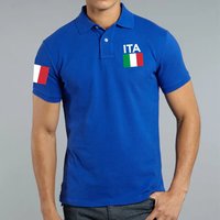 Polo italien pour homme, T-shirt 2023 coton, Royal Blue White Brand Printed, Nation Team Feel, ITA Country