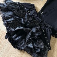 Y2K Girls' Dark Style Short Skirt Women's Cute Patchwork Striped Printed Fluffy Skirt Creative Versatile Cake Skirt Fashionable