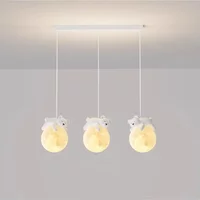 Modern Minimalist LED Chandelier Children's Rooms Bedrooms Bedside Aisles Balconies Pendant Lamp Creative Study Bear Decor Light