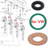 6x Fuel Injector Nozzle Copper Gasket O-ring Seal Kit for VW AMAROK ARTEON GOLF PASSAT CADDY POLO VI 2017-2021 Car Accessories