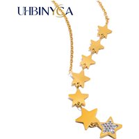 UHBINYCA Simple Fashionable Seven Stars Pendant Necklace for Women. Stainless Steel Plated 18K Gold Exquisite Jewelry