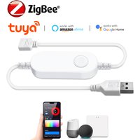 Zigbee Smart Switch USB Cable Power RGB/ Single Color LED Light Button Switch Work With Tuya Smart Life Alexa Google Home