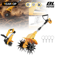 YEARTOP 200MM Brushless Electric Garden Tiller Lawn Mower Rototiller For Soil Cultivation Garden Power Tool For Dewalt Battery