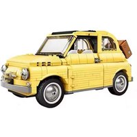 New 500 Model Technical Fit 10271 Fiated 900+PcsBuilding Blocks Bricks City Car Model Yellow Car DIY Toy Children Christmas Gift