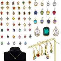 20pcs 10pcs 5pcs Stainless Steel Geometry Crystal Glass Charms Random Color Pendants Necklaces Earring Beads DIY Jewelry Making
