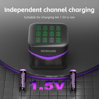 KOSHARE AA 4255mWh Rechargeable Batteries Lithium Charger 1.5V Constant Voltage LCD Display Intelligent Fast Charging Case