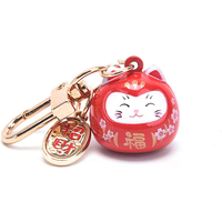 Japanese Cute Feng Shui Lucky Cat KeyChains Pendan Car Bag Decor Water Sound Bell Pendent Charm