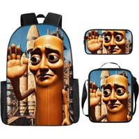 Tungtung Sahur Backpack Schoolbag Lunch Bag Pencil Case Set Gift for Kids Students