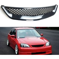Glossy Black Front Engine Hood Mesh Grille Bumper Racing Grill for Honda Civic JDM Type R 2001-2003 2DR/4DR EM/ES