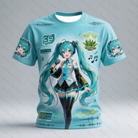 2026 Hatsune Miku Cosplay T-Shirt Anime Miku Memorable Moments Graphic Tee for Men's Shirts Casual Kids Short Sleeve Tops