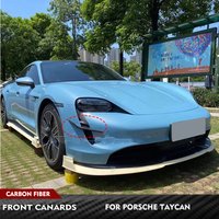 For Porsche Taycan Turbo S 2019-2024 Carbon Fiber Car Front Bumper Canards Car Front Chin Lip Spoiler Splitters Racing Body Kits