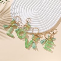 1pc Green Butterfly Resin Alphabet Keychain A-Z Alloy Letter Charms for Backpacks Key Rings DIY Crafts Gifts
