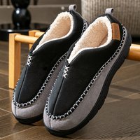 House Slippers for Men Memory Foam Sewing Patchwork Indoor Shoes Warm Plush Winter Slippers Non-Slip Big Size