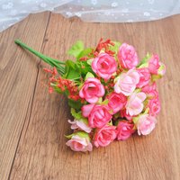 22CM Artificial Rose Home Dining Table Decoration Wedding Roadway Decoration Small Rose Bud Silk Flower Bundle