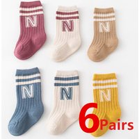 1/3/6 paires enfants tricot doux mignon lettre chaussettes bébé moyen Tube bas longues chaussettes pour infantile enfant en bas âge garçons filles chaussettes décontractées