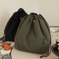 Japanese Korean Lightweight Lunch Bag Canvas High Capacity Drawstring Portable Thermal Insulated Picnic Storage Bento Box Bag