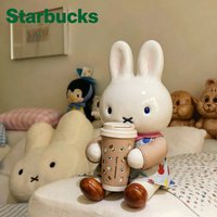 Limited Edition Starbucks Travel Mug Classic Co-brand Logo Cute Bunny & Bear Graphics Perfect Gift For Fans And Daily Use 473ml
