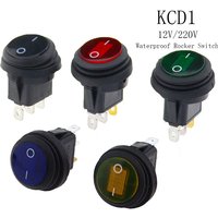 1pcs Waterproof Button with 12V 220V Light Rocker Switch Opening 20MM Boat-shaped Round 3Pin Silver Point Switches