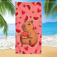 Tropical Watermelon Capybara Microfiber Beach Towel Quick Dry Beach Towel Summer Towel Large Pool Towel Absorbent Bath Blanket
