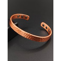 Magnetic Pure Copper Bracelets for Women Men Vintage Rose Gold Cuff Bangle Charms Health Energy Bracelet with Gauss Magnets