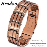 ARADOO Premium Copper Bracelet for Men with 3X Strength Magnetic Therapy Wristband Jewelry Gifts