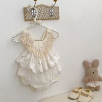 Ins summer style baby girl infants lace hollow-out lace strap triangle romper bodysuit princess dress