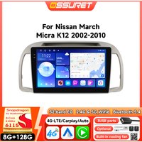 Android Autoradio für Nissan March Micra K12 2002 - 2010 Auto-Multimediaplayer Kabelloses CarPlay Android Auto GPS 6115 360-Grad-Kamera