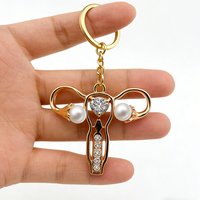 Beauty Pearl Zircon Charm Uterus Keychain Medical Women Gynecology Theme Keyring Luxurious Backpack Bag Pendant Key Chain