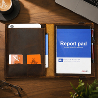 Vintage Crazy Horse Leather Portfolio – iPad Mini Case, A5 Notebook & Travel File Folder for Office & School