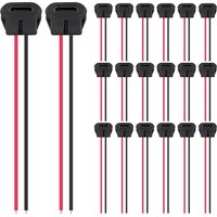 20PCS Type-C Female Chassis 2 Pin Type-C Female Socket Connector Waterproof Jack Female Charging Port with Card Buckle 3A USB-C