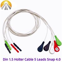 Holter Recorder ECG Patient Cable Din 1.5 5 Leads Snap 4.0 AHA Standard for Din1.5 Instruments Holter Leadwires