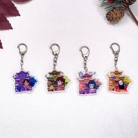4Pcs Anime Figures Spirited Away Keychain Accessories Acrylic Cute Charms Pendant For Bag Funny Key Holder Backpack Decoration