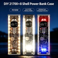 PD 100W Szybkie Ładowanie DIY Obudowa Power Banku 21700*8 Przezroczysta Obudowa Baterii Pudełko do Przechowywania Baterii Bez Baterii